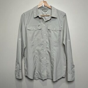 Royal Robbins Women's Bug Barrier Expedition Long Sleeve Button Shirt M‎ Tan